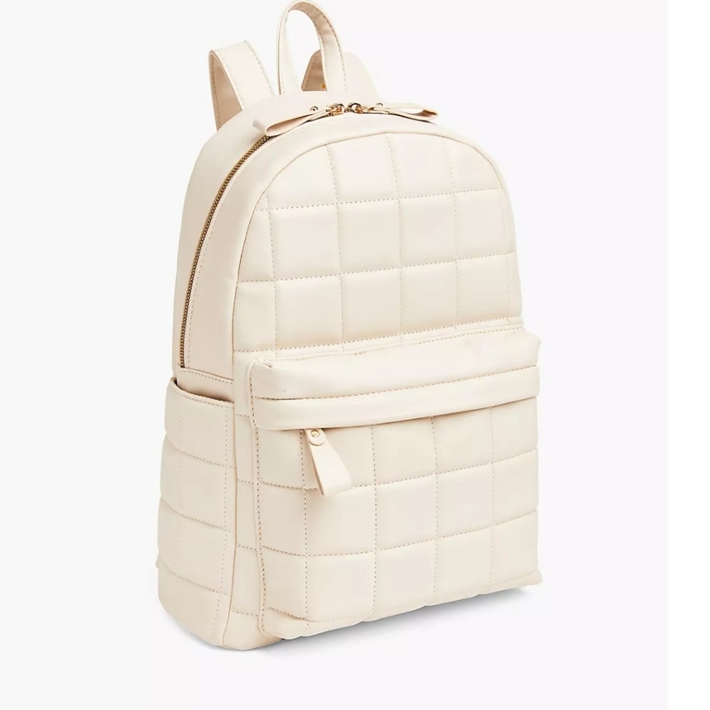 Quilted White Backpack